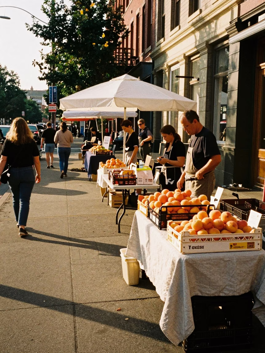 Portland Street Scene at The Late Afternoon Light in in Portland, Oregon, United States