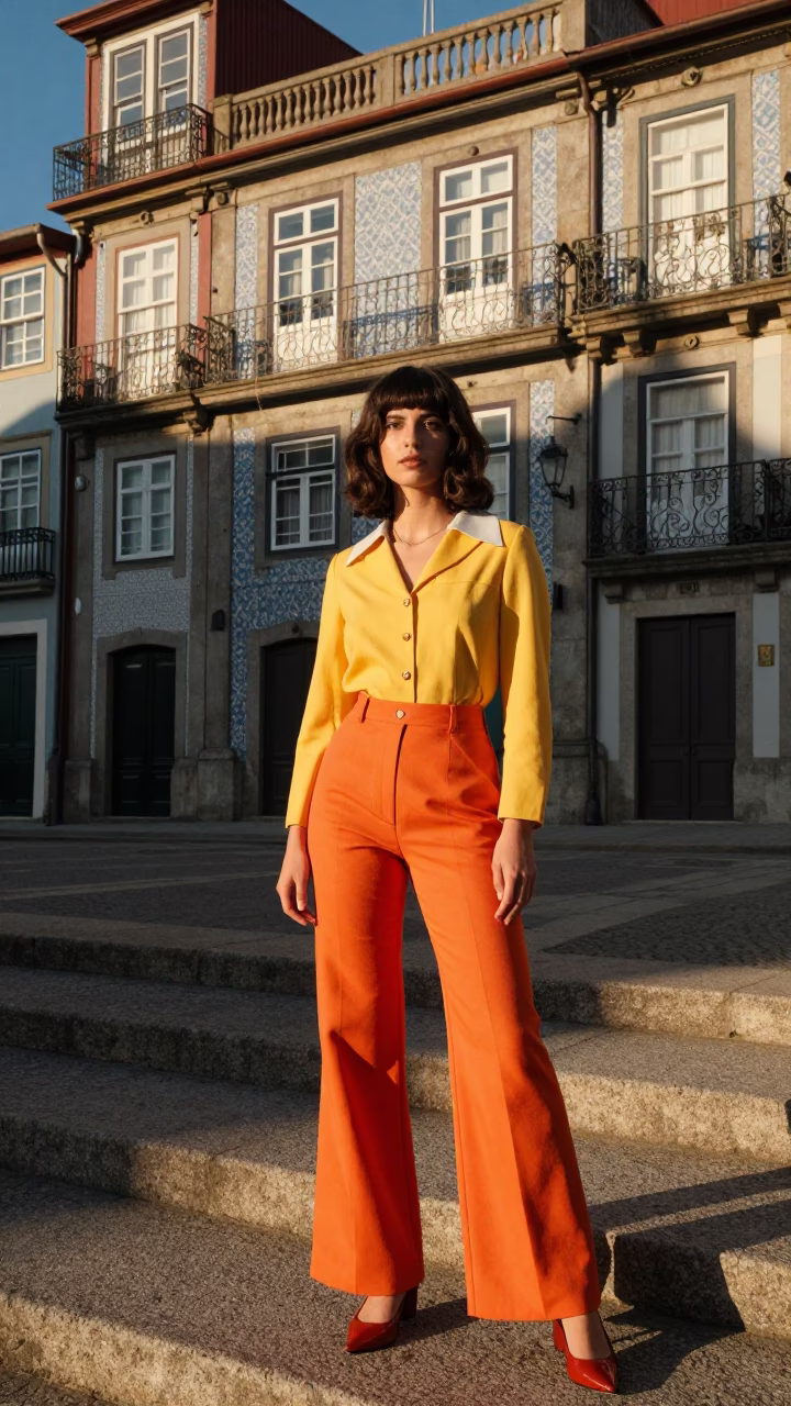 Porto Fashion Portrait at The Late Afternoon Light in in Porto, Portugal