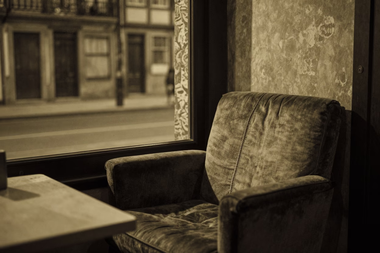 Porto Night Interior at Late At Night Light in in Porto, Portugal