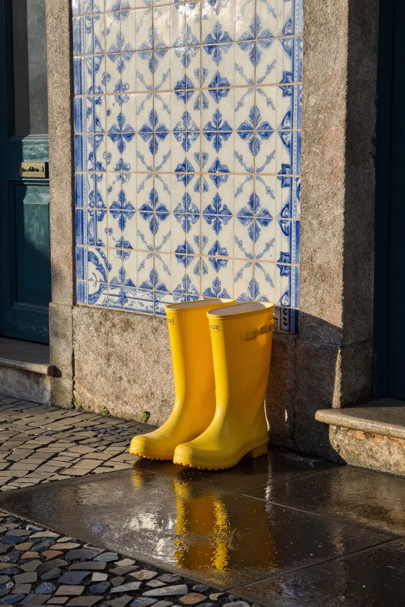 Porto Rain Boots at The Early Afternoon Light in in Porto, Portugal
