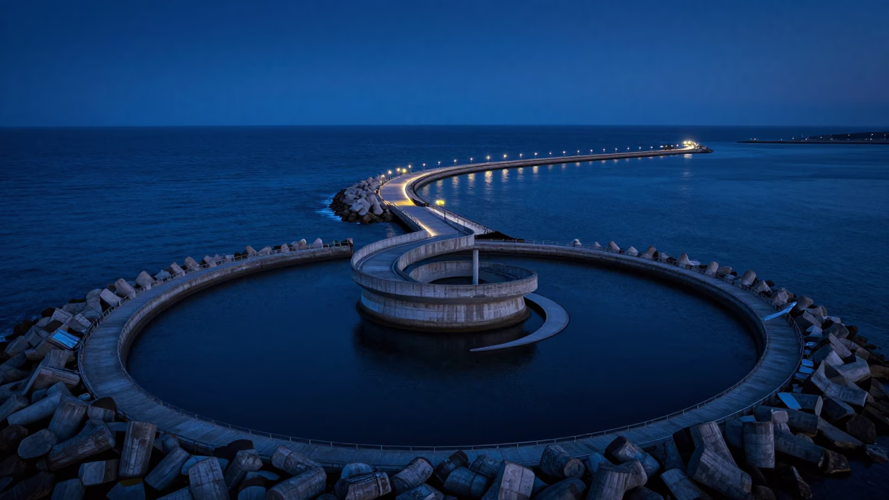 Porto Spiral Breakwater And Douro River in in Porto, Portugal