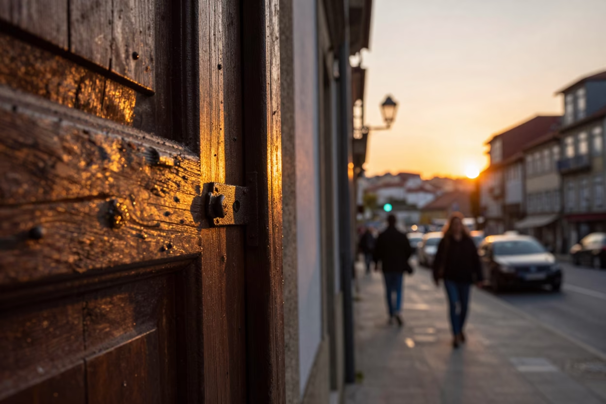 Porto Sunset Scene at Sunset Light in in Porto, Portugal