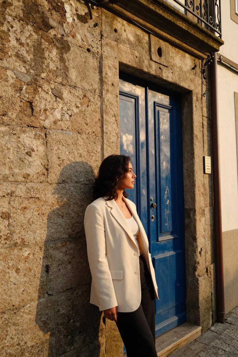 Porto Woman at Golden Hour in in Porto, Portugal