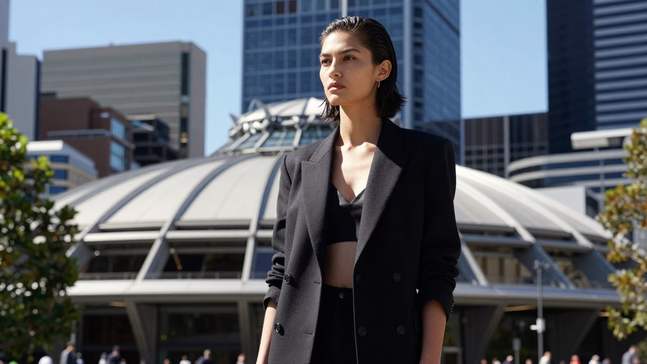 Portrait CBD in Melbourne at Midday Light in in Melbourne, Victoria, Australia