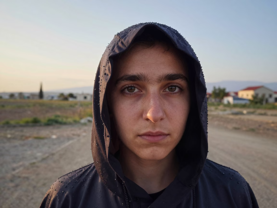 Portrait Near Isparta Rain Dark Hood Late Summer in near Isparta