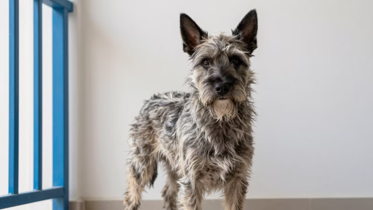 Portuguese Podengo Portrait in Old Dhaka Studio in in a quiet portrait studio with a plain backdrop and eye-level framing near Old Dhaka, Dhaka