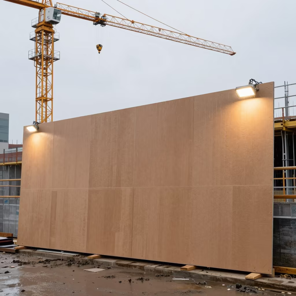 Poster Board Under Crane in Barakaldo Drizzle in beneath a tower crane on open ground in Barakaldo