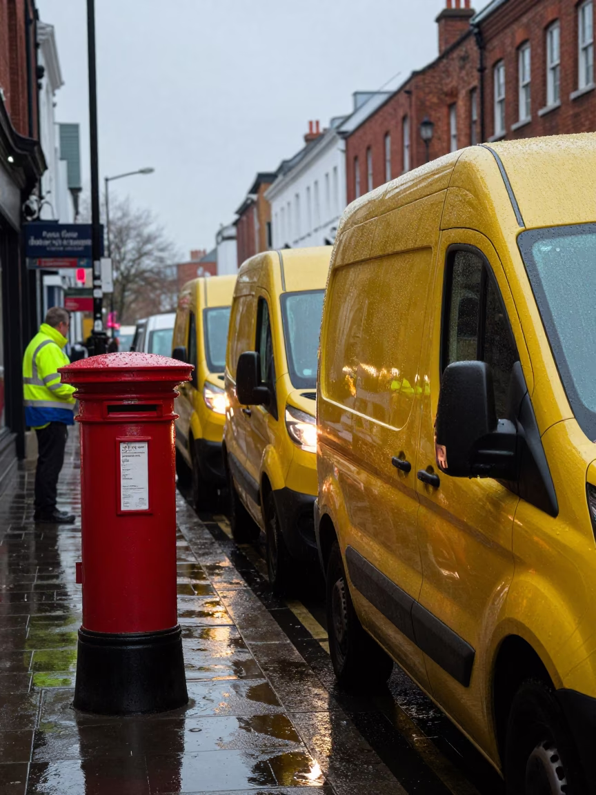 Postman at First Light in Liverpool in in Liverpool, United Kingdom
