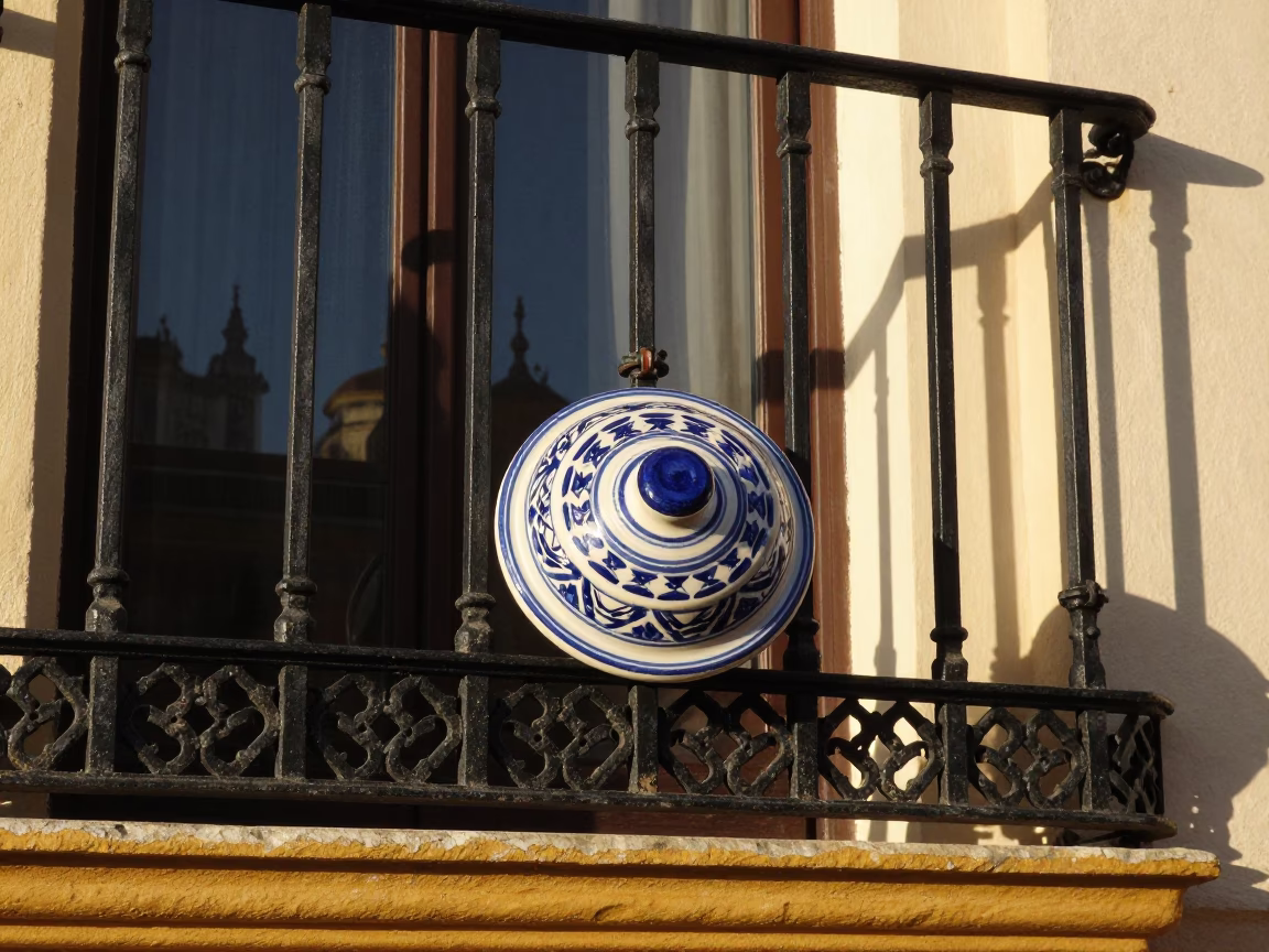 Pot Lid in Seville at Clear Late-afternoon Light in in Seville, Spain
