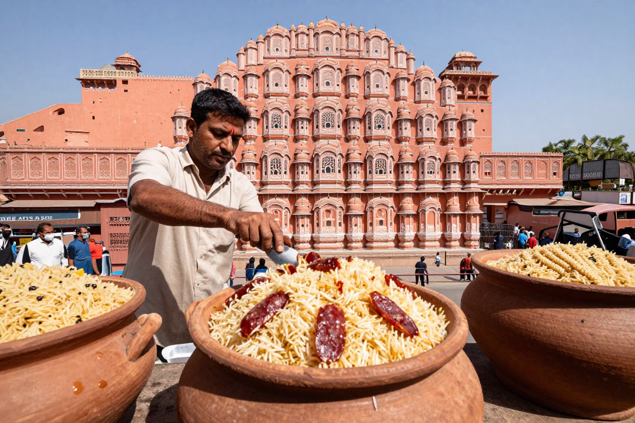 Pot Rice in Jaipur at Midday Light in in Jaipur, India