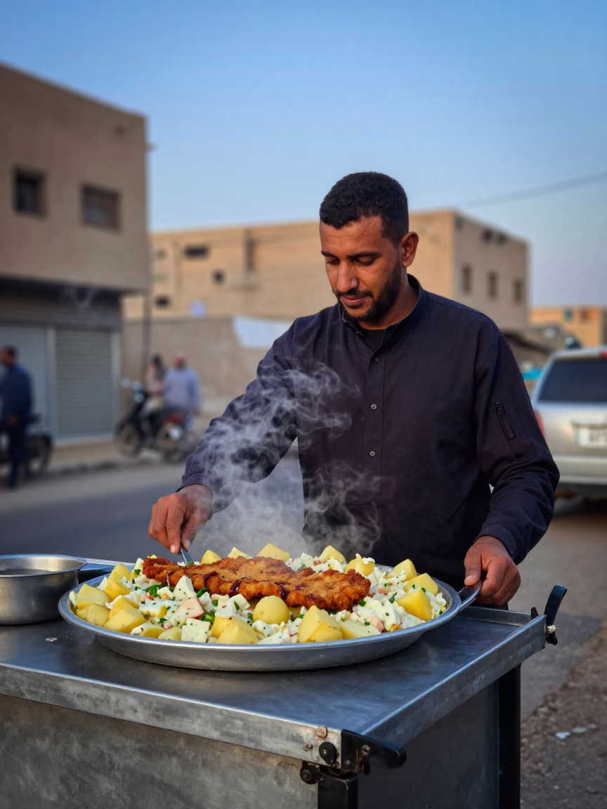 Potato Salad in Cairo at Blue Hour in in Cairo, Egypt