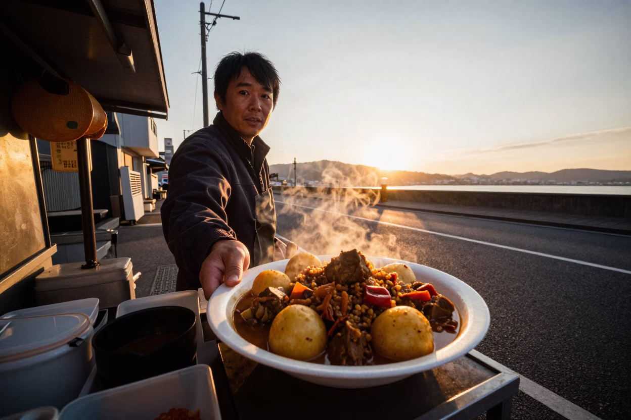 Potato Stew in Osaka at As The Sun Drops Toward The Horizon in in Osaka, Japan