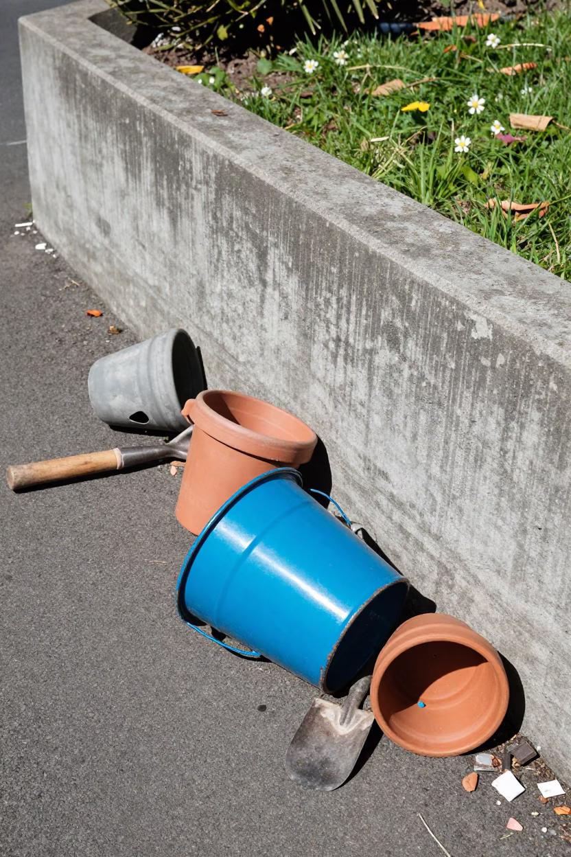 Pots at Flat Noon Light in in Christchurch, New Zealand
