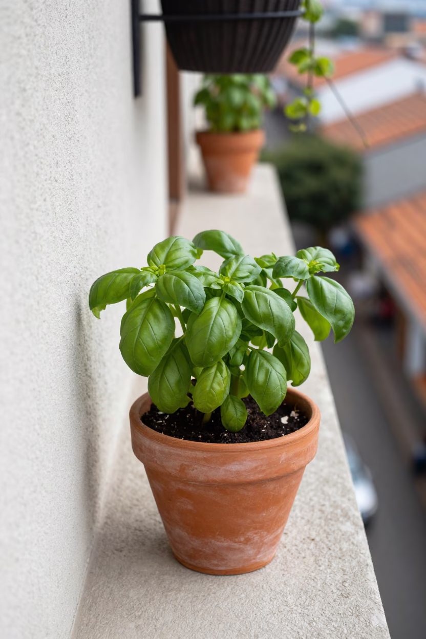 Potted Basil Plants in Medellin in in Medellin, Colombia