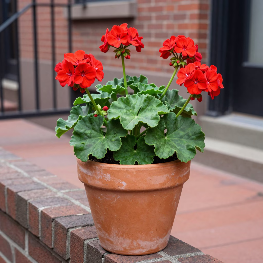 Potted Geranium in Boston in in Boston, United States