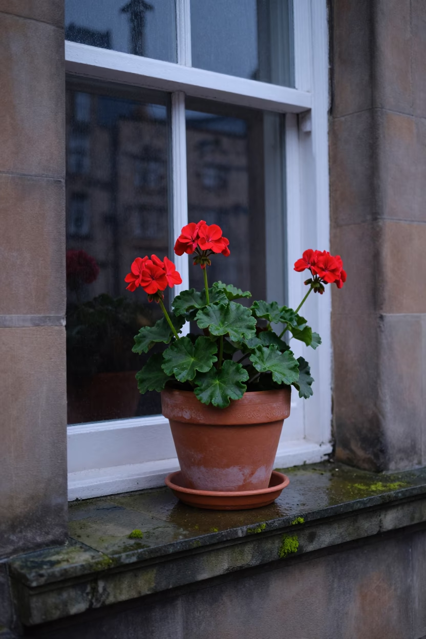 Potted Geranium in Edinburgh in in Edinburgh, United Kingdom