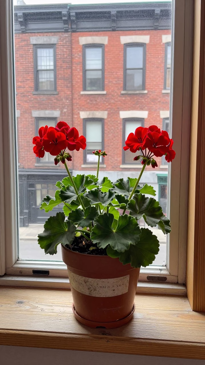 Potted Geranium in Montreal in in Montreal, Canada