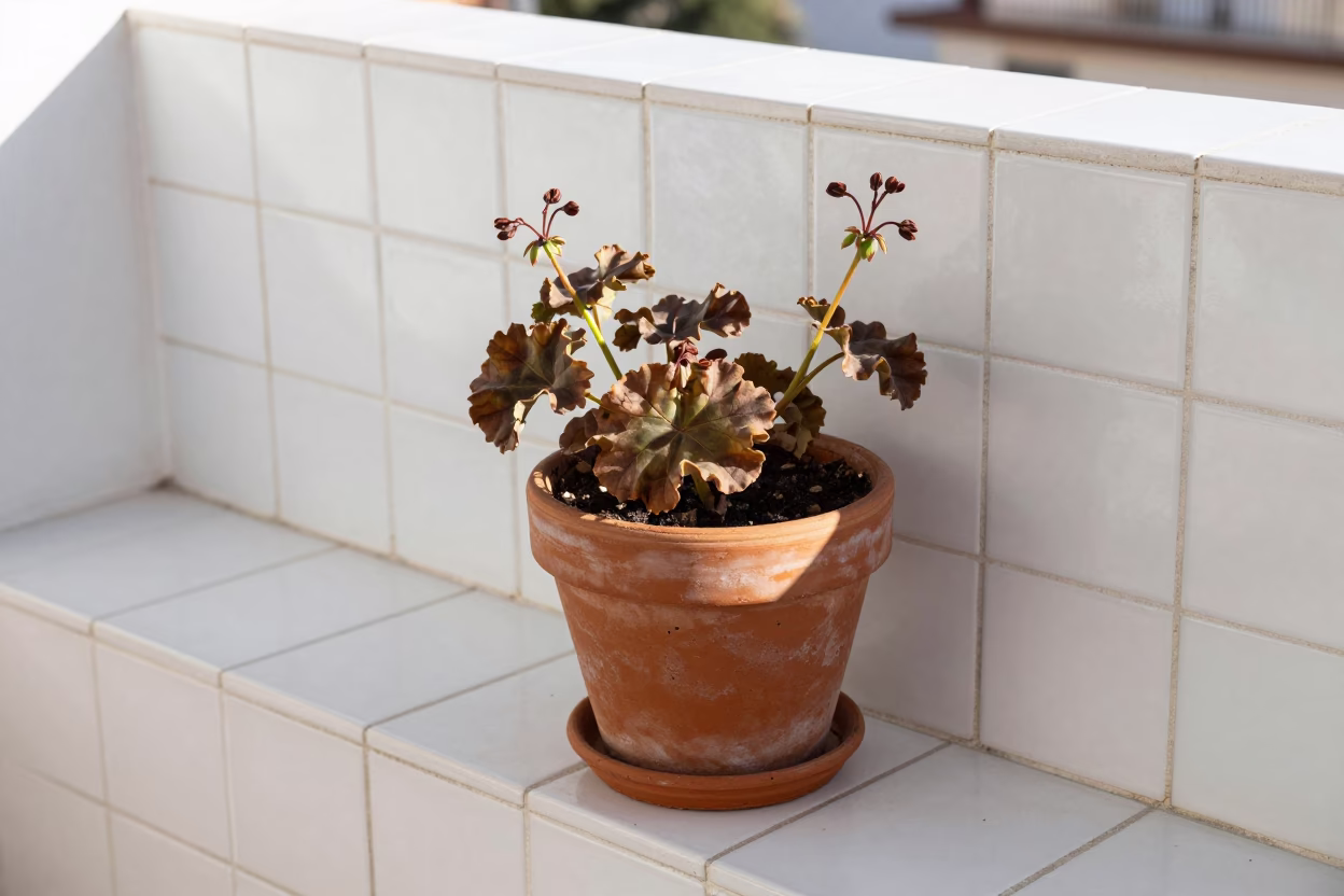 Potted Geranium in Valencia in in Valencia, Spain