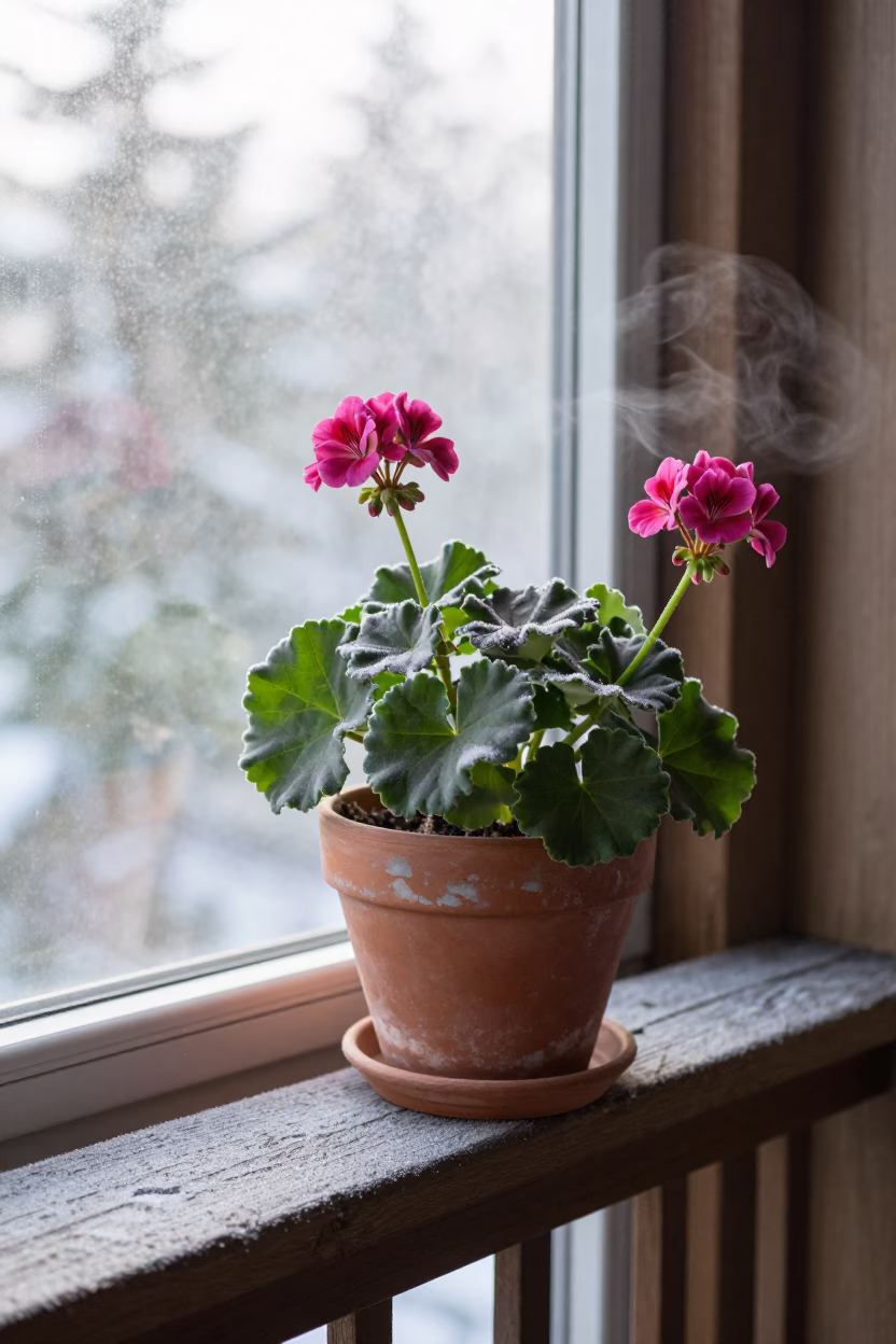 Potted Geranium in Vancouver in in Vancouver, Canada