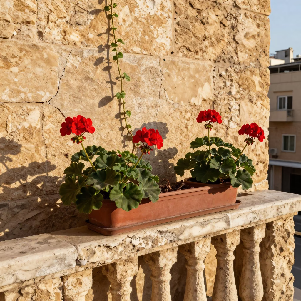 Potted Geraniums in Beirut in in Beirut, Lebanon