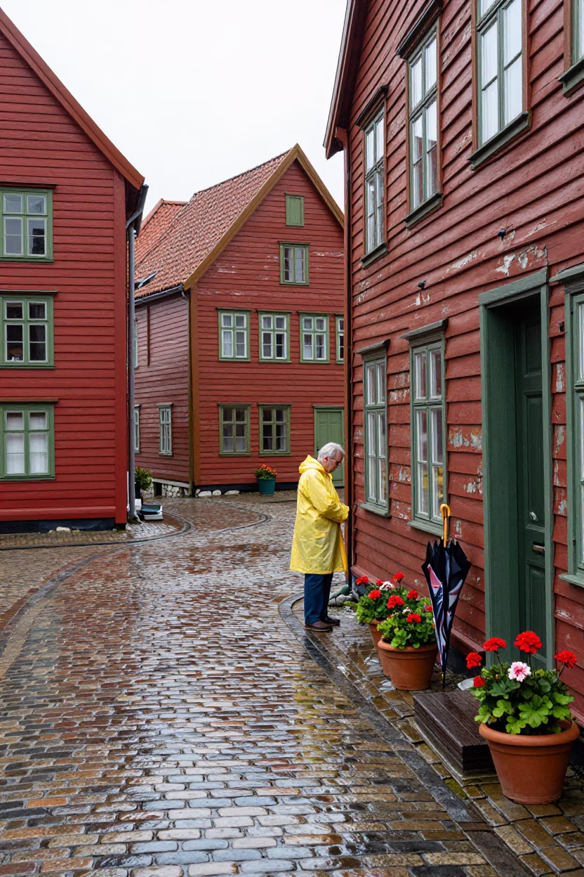 Potted Geraniums in Bergen in in Bergen, Norway