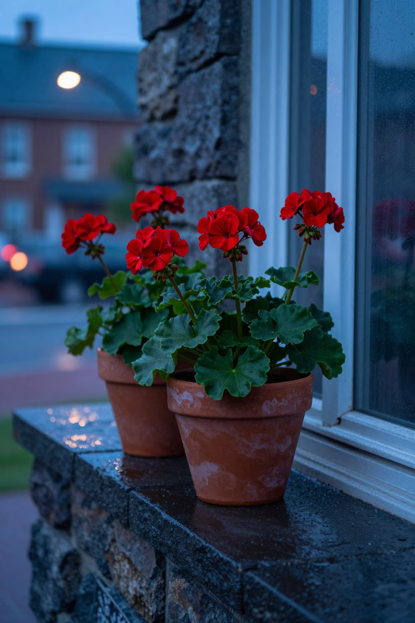 Potted Geraniums in Halifax in in Halifax, Canada