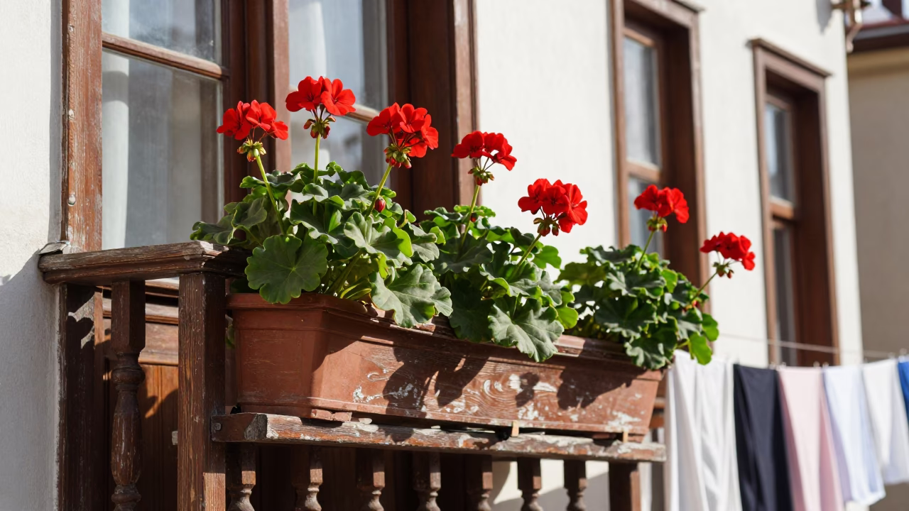 Potted Geraniums in Istanbul in in Istanbul, Turkey
