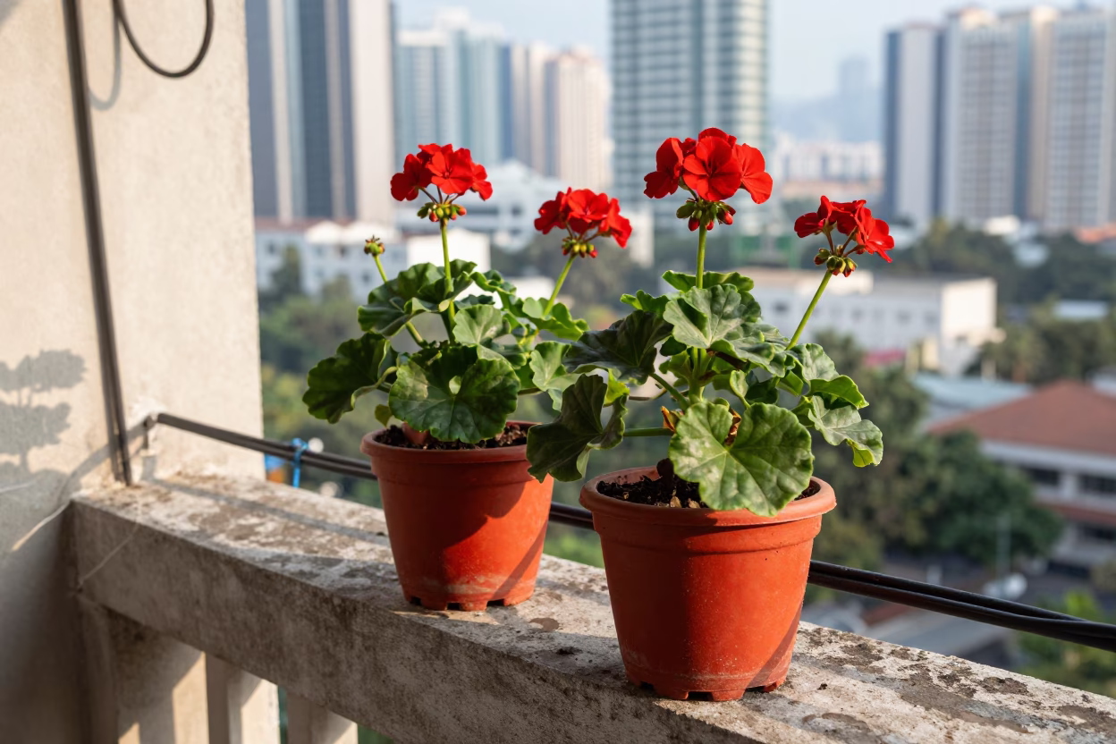Potted Geraniums in Kuala Lumpur in in Kuala Lumpur, Malaysia