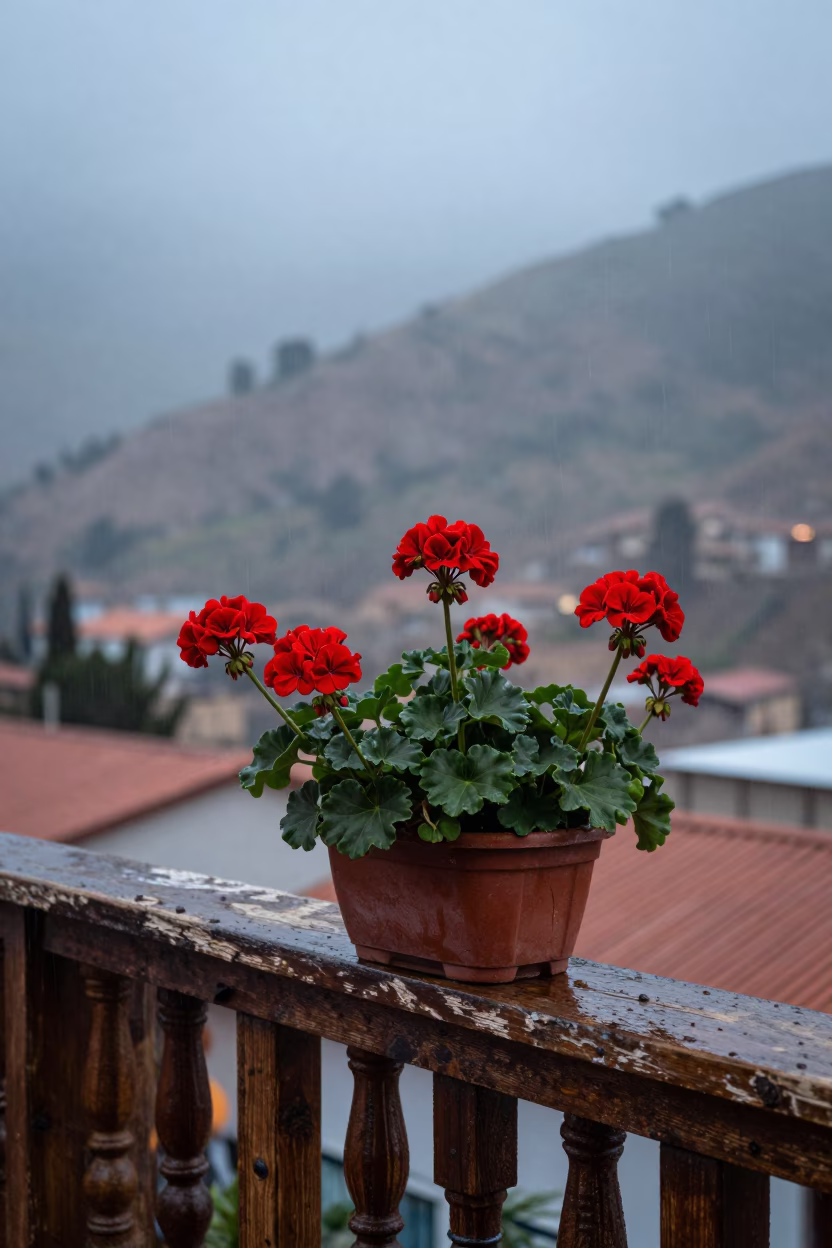 Potted Geraniums in La Paz in in La Paz, Bolivia