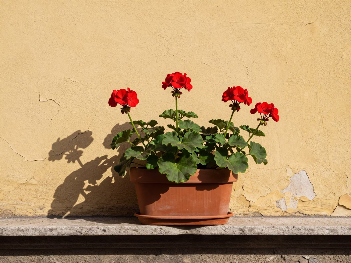 Potted Geraniums in Milan in in Milan, Italy