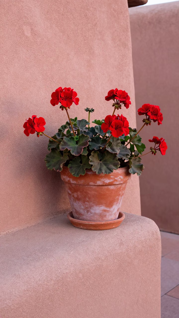 Potted Geraniums in Santa Fe in in Santa Fe, United States