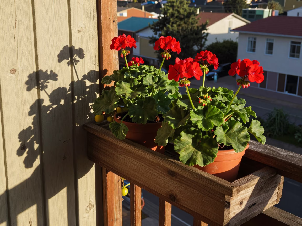 Potted Geraniums in Valparaiso in in Valparaiso, Chile