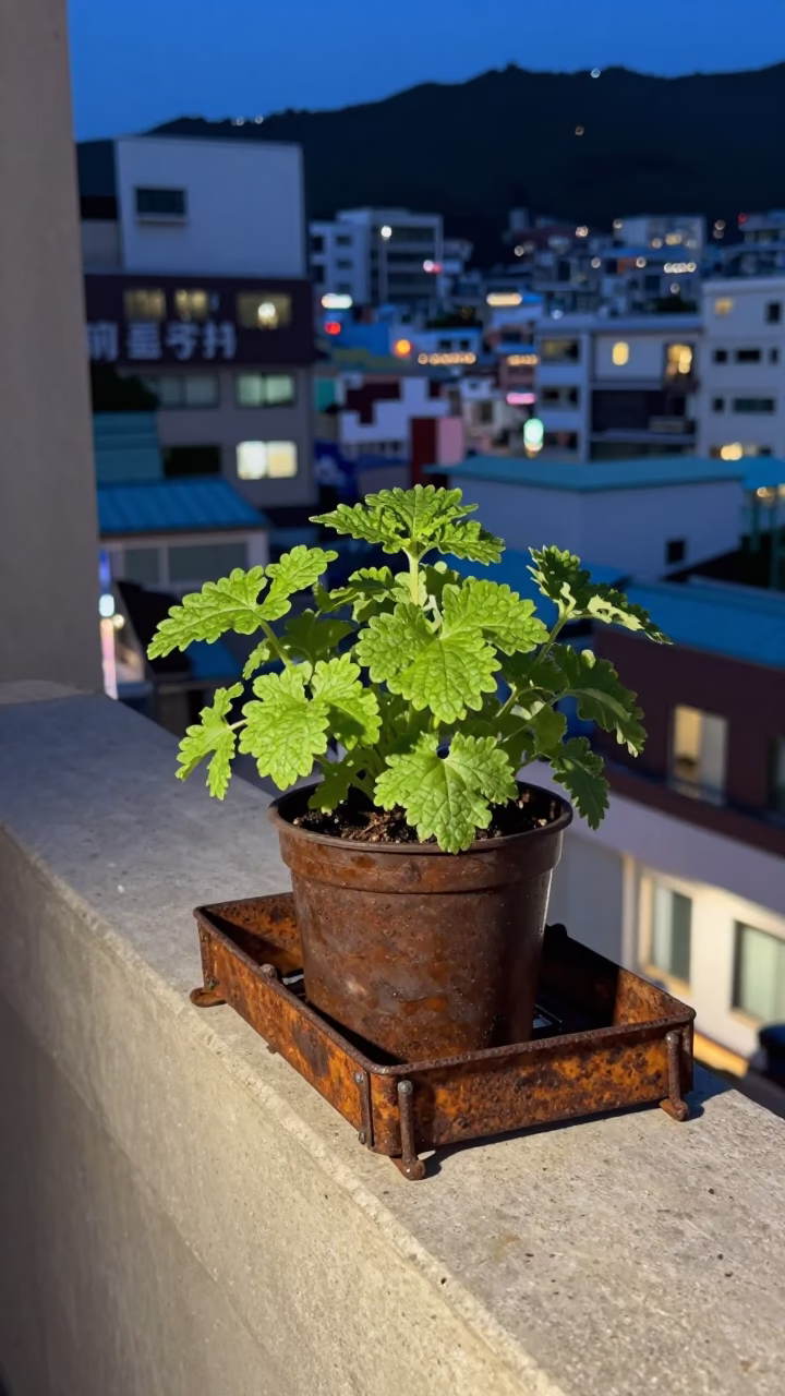 Potted Herb in Busan in in Busan, South Korea