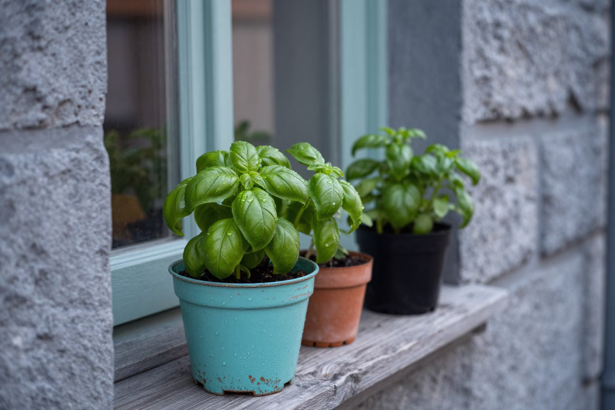 Potted Herbs in Bergen in in Bergen, Norway