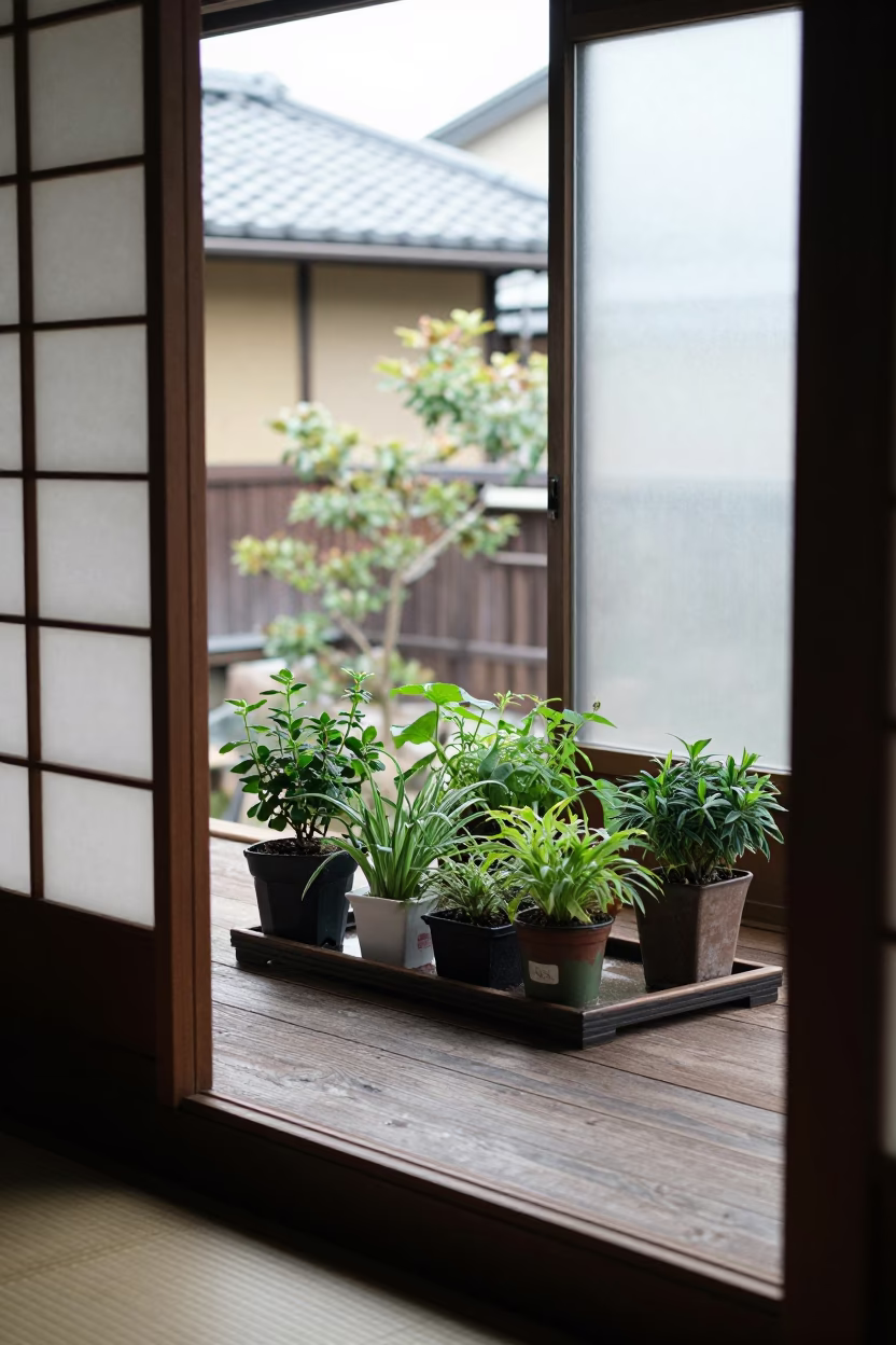 Potted Herbs in Kyoto in in Kyoto, Japan