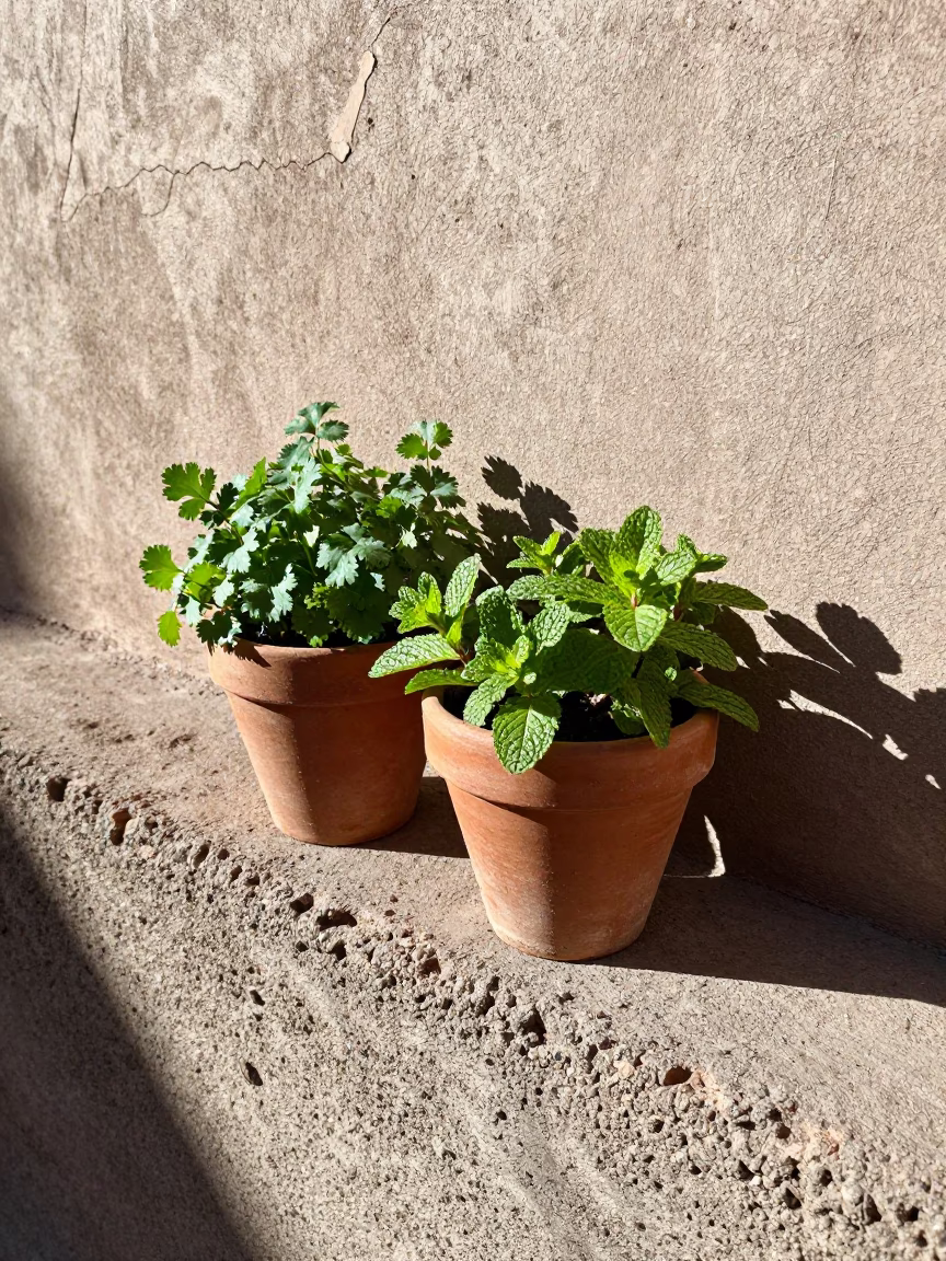 Potted Herbs in La Paz in in La Paz, Bolivia