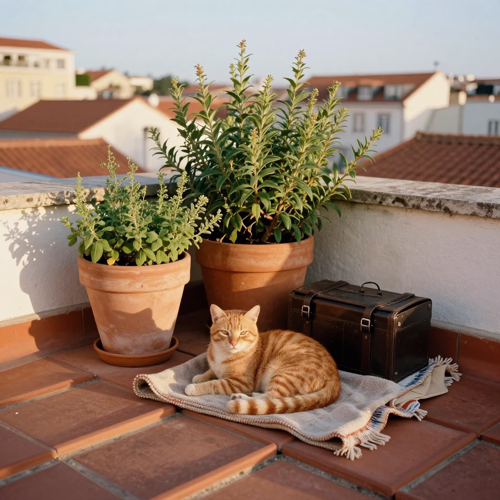 Potted Herbs in Lisbon in in Lisbon, Portugal