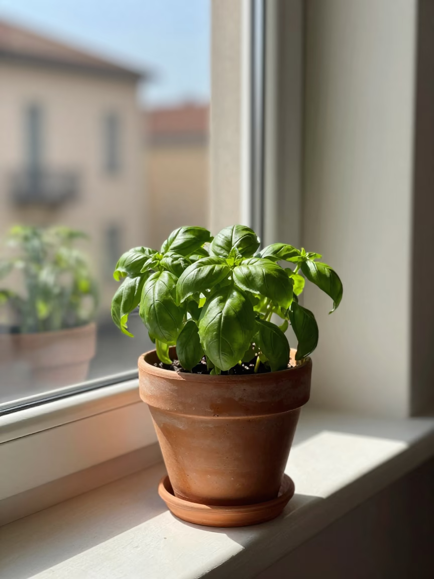 Potted Herbs in Milan in in Milan, Italy