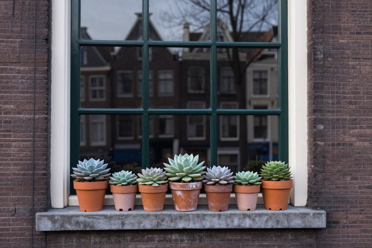 Potted Succulents in Amsterdam in in Amsterdam, Netherlands