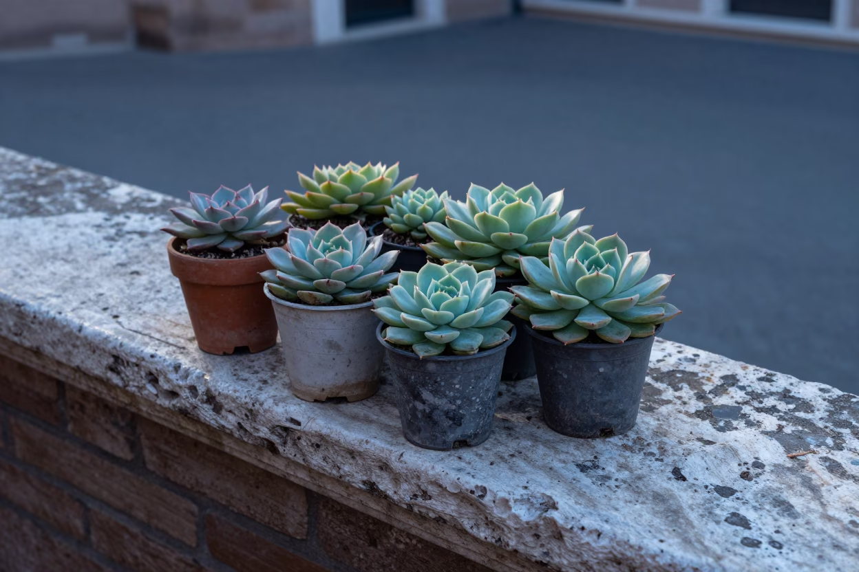 Potted Succulents in Rome in in Rome, Italy