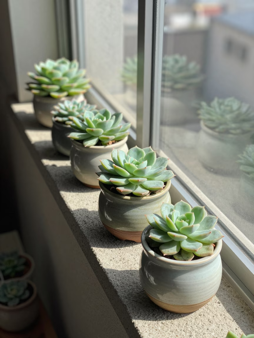 Potted Succulents in Tokyo in in Tokyo, Japan