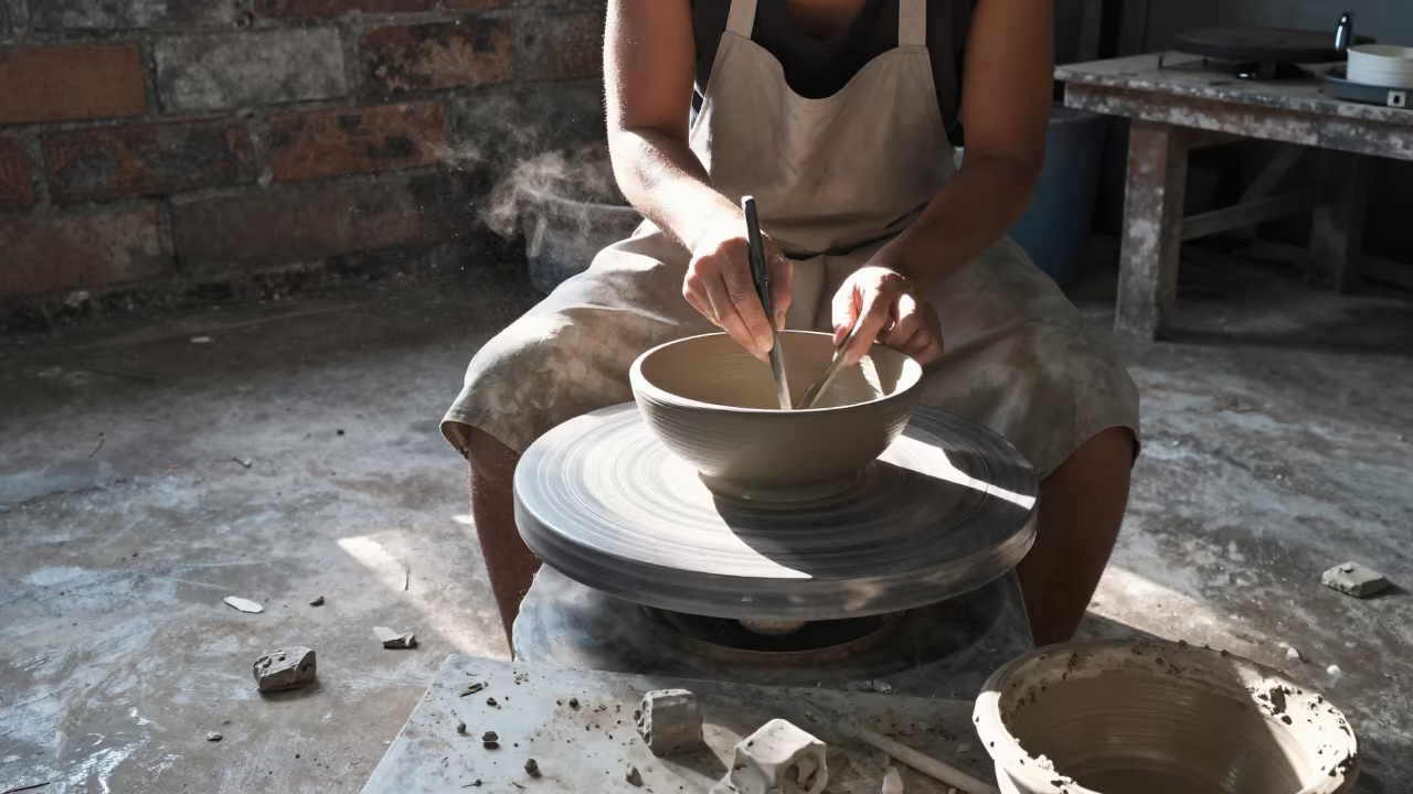 Potter Trimming Bowl Dawn Light Warehouse in in a warehouse loft in Nha Trang