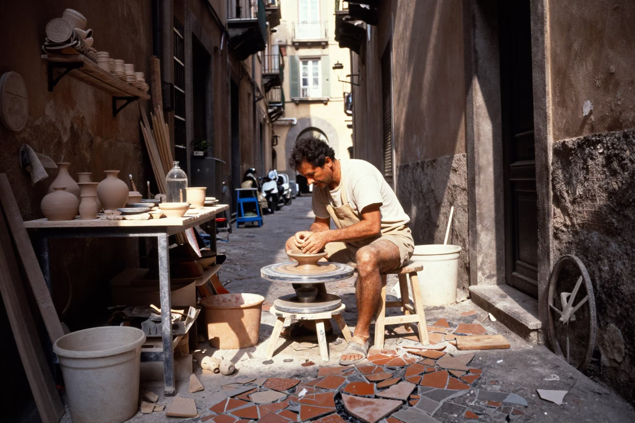 Potter Working in Naples in in Naples, Italy