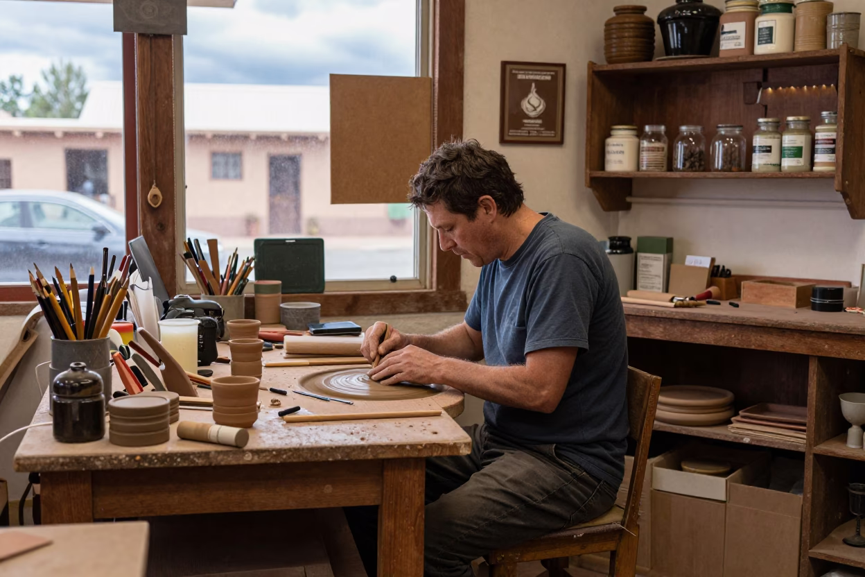 Potter Working in Santa Fe in in Santa Fe, New Mexico, United States