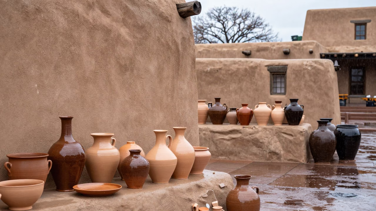 Pottery Display in Santa Fe in in Santa Fe, New Mexico, United States