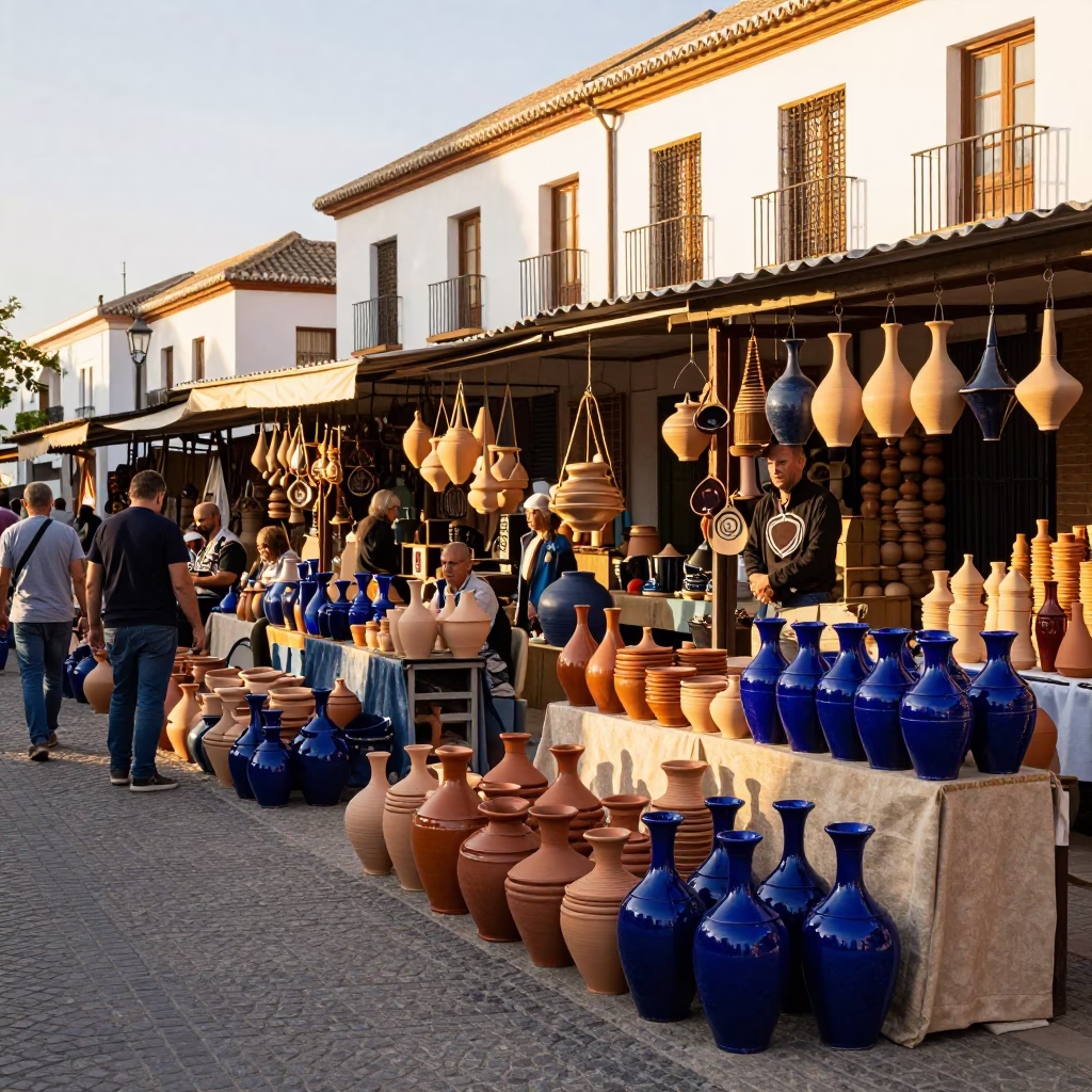Pottery Market in Granada at The Late Afternoon Light in in Granada, Spain