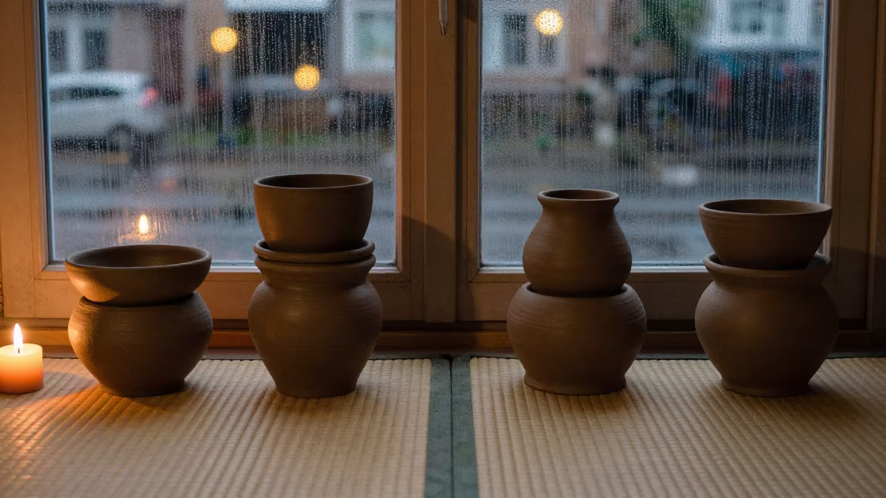 Pottery Market Wares on Tatami Mat Near Berlin in on a tatami mat near Berlin