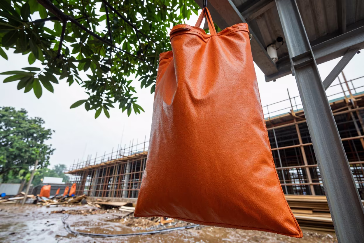 Pouch on Frame During Construction Nizamabad in beside a framed building shell in Nizamabad