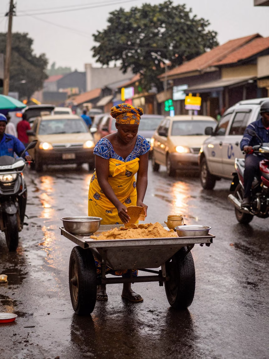 Pounding Fufu in Accra in in Accra, Ghana