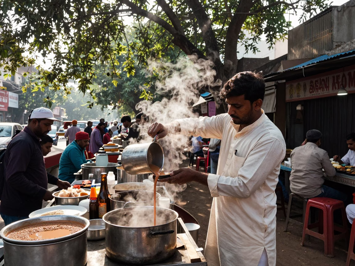 Pouring Chai in Hyderabad in in Hyderabad, India